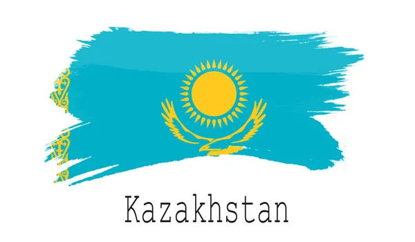 Kazahsztán Zászló Fehér Háttér Leképezés — Stock Fotó