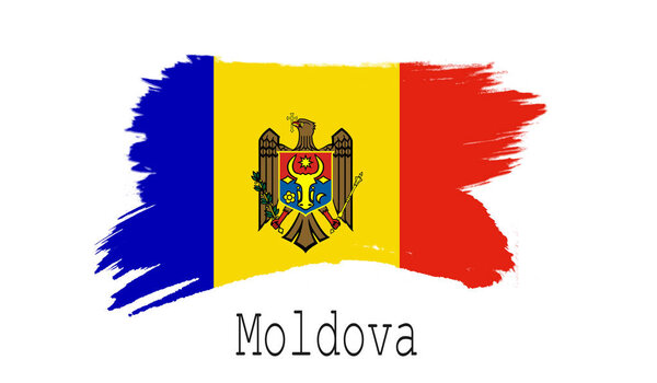 Moldova flag on white background, 3d rendering