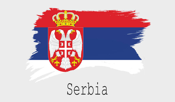 Флаг Сербии на белом фоне, 3D рендеринг
