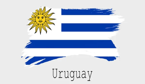 在白色背景上的乌拉圭旗子 — 图库照片