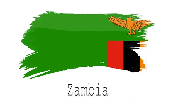 Zambia Flagga Vit Bakgrund Rendering — Stockfoto