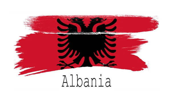 Albaniens Flagga Vit Bakgrund Rendering — Stockfoto