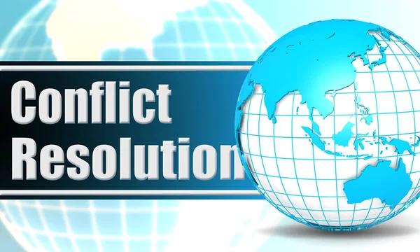 Conflict resolution with sphere globe, 3D rendering