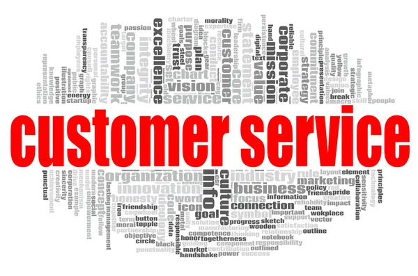 顧客サービス単語雲白い背景 レンダリングの概念 — ストック写真