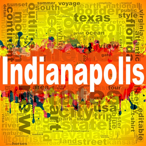 Indianapolis Słowo Chmura Projekt Ilustracja Kreatywnych Słowa Pomysł Napis Typografia — Zdjęcie stockowe