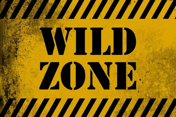 Wild Zone Teken Geel Met Strepen Rendering — Stockfoto