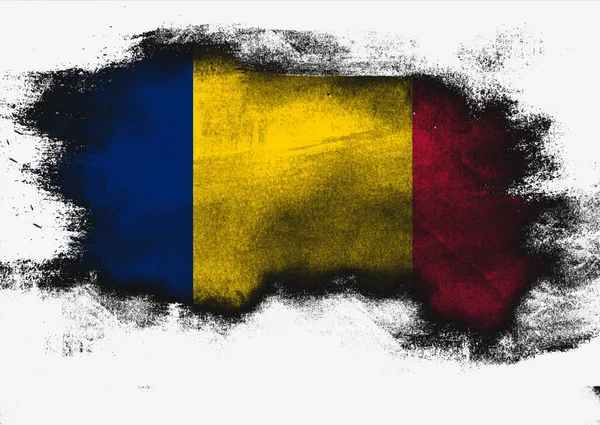 Chad Flag Mit Pinsel Auf Weißem Hintergrund Gemalt Rendering — Stockfoto