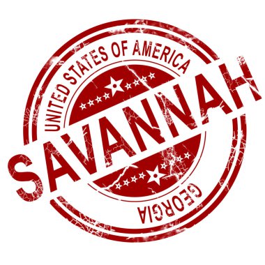 Beyaz arka plan, 3d render ile kırmızı Savannah damgası