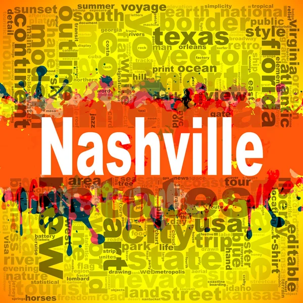 Nashville Word Cloud Design Kreativ Illustration Tanken Ordet Bokstäver Typografi — Stockfoto