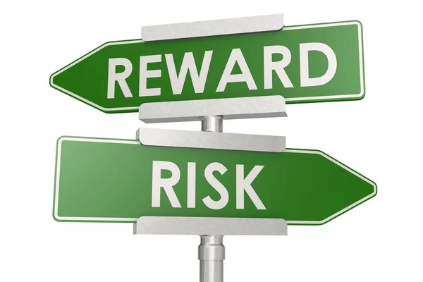 Reward Risk Green Road Sign Rendering — Stock Photo, Image