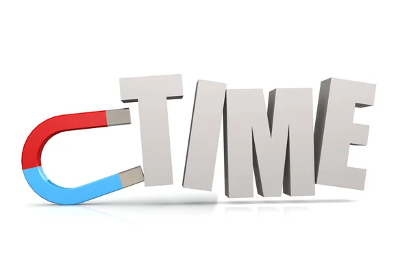 Magnet Magnetizes Word Time Rendering — Stock Photo, Image