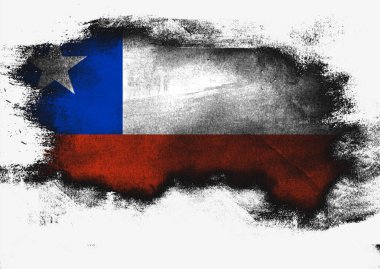 Beyaz arka planda, 3d render fırça ile boyalı Şili bayrağı