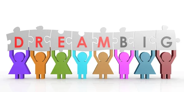 People Holding Dream Big Banner Rendering — Stock Photo, Image