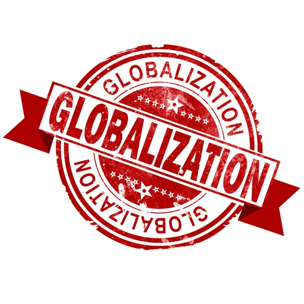 Globalization Red Vintage Stamp White Background Rendering — Stock Photo, Image