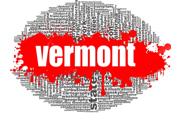 Vermont Word Cloud Design Kreativ Illustration Tanken Ordet Bokstäver Typografi — Stockfoto