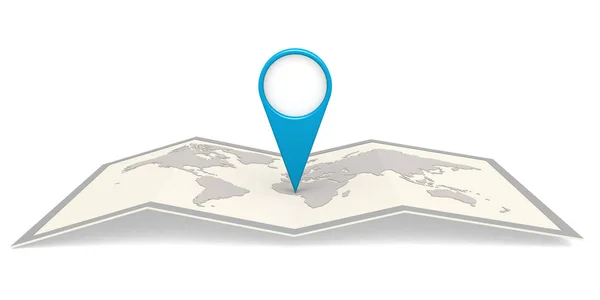 Mapa Świata Niebieski Lokalizatora Renderowania — Zdjęcie stockowe