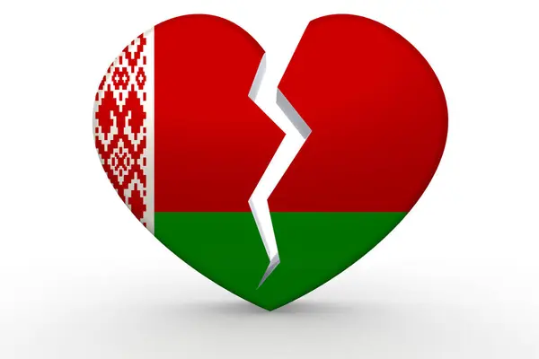 Broken White Heart Shape Belarus Flag Rendering — Stock Photo, Image