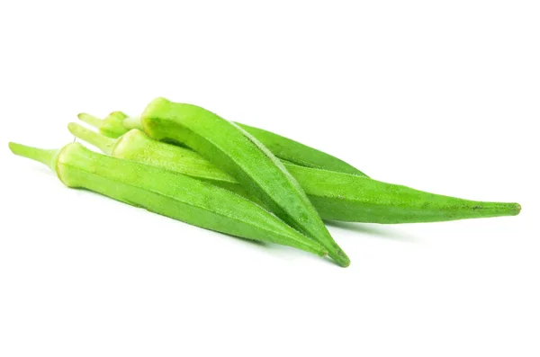 Grüne Okra Isoliert Auf Weißem Hintergrund — Stockfoto