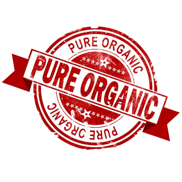 Pure Organic Red Vintage Stamp Rendering — Stock Photo, Image