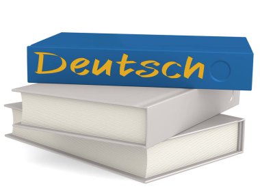 Sert kapak kitap Deutsch word, 3d render ile