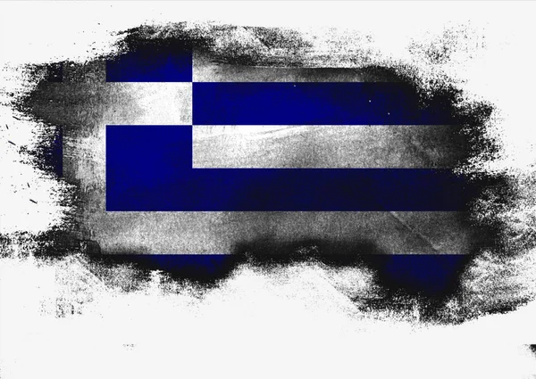 Греческий Флаг Раскрашенный Кистью Белом Фоне Рендеринг — стоковое фото