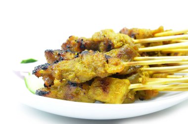 Tavuk satay. Geleneksel Malay yemekleri ünlü Singapur ve Malezya