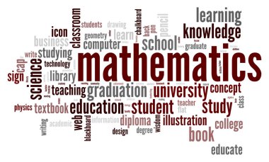 Matematik kelime bulutu kavramı beyaz arka planda, 3d render.