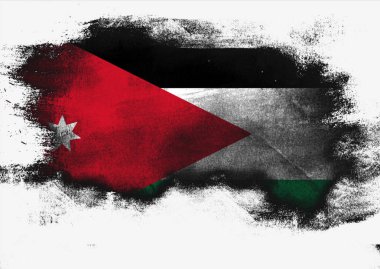 Jordan bayrak beyaz arka planda, 3d render fırça ile boyalı