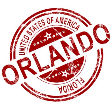 Beyaz arka plan, 3d render ile kırmızı Orlando damgası
