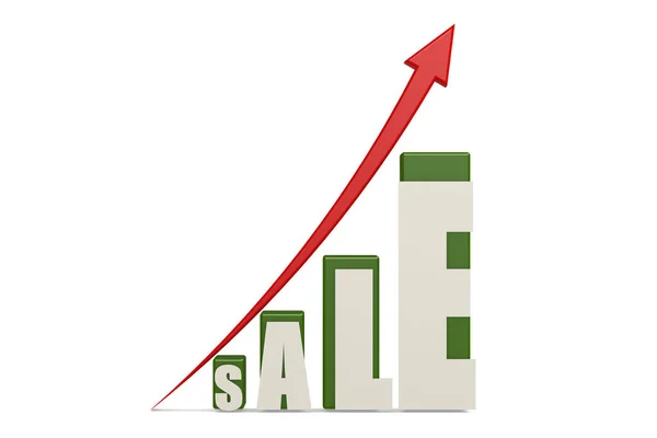 Sale Word Red Arrow Rendering — Stock Photo, Image