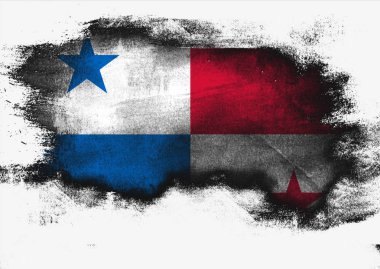 Beyaz arka planda, 3d render fırça ile boyalı Panama bayrağı