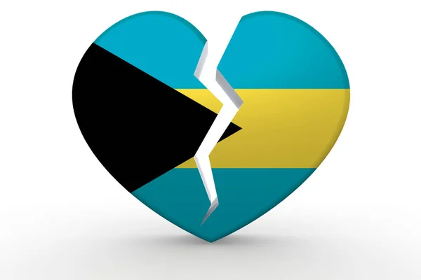 Broken White Heart Shape Bahamas Flag Rendering — Stock Photo, Image