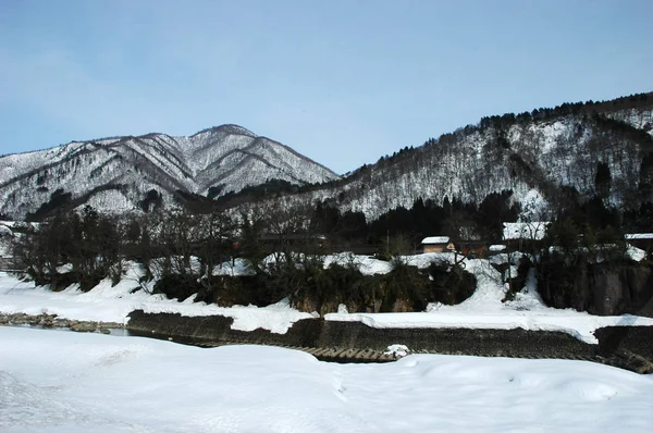 Shirakawajapan Února 2018 Shirakawago Japonsku Zimní Sezóně Shirakawago Nachází Prefektuře — Stock fotografie