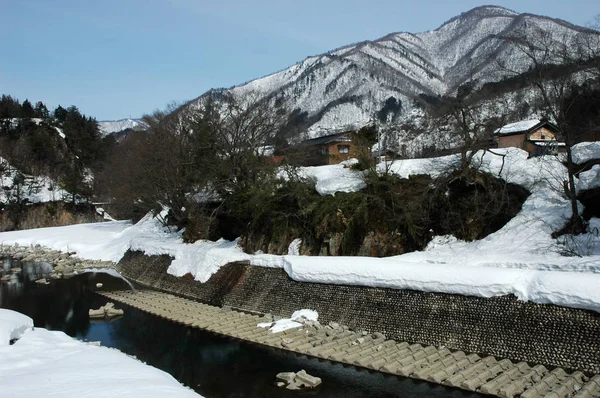 Shirakawajapan Şubat 2018 Shirakawago Japonya Kış Sezonu Gifu Ili Yer — Stok fotoğraf