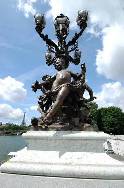 Paris France Jul 2018 Pont Alexandre Iii Orné Lampes Sculptures — Photo
