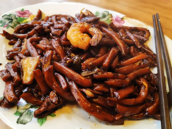 Лапша Hokkien Mee Малайзийском Стиле Жареная Лапша — стоковое фото