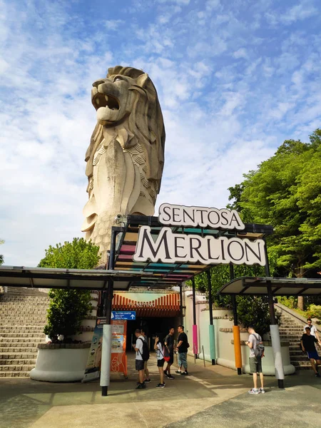 Singapur Sep 2018 Estatua Merlion Isla Sentosa Singapur Merlion Icono — Foto de Stock