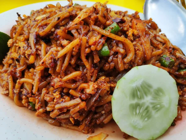 Малайзийская Кухня Жареная Лапша Известна Mee Goreng Mamak — стоковое фото
