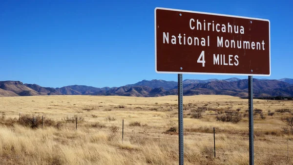 Yol Işareti Için Chiricahua Ulusal Anıtı Arizona Amerika Birleşik Devletleri — Stok fotoğraf