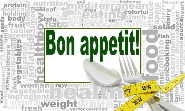 Bon Appetit Slovo Mrak Tvůrčí Ilustraci Myšlenky Slova Písma Typografie — Stock fotografie