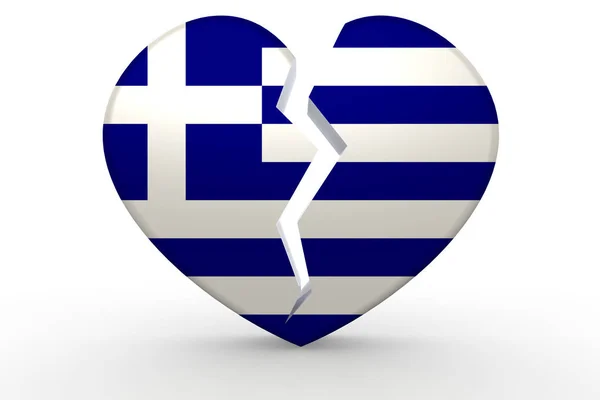 Broken White Heart Shape Greece Flag Rendering — Stock Photo, Image