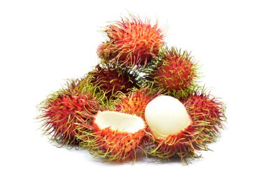 Olgun rambutan beyaz arka plan üzerinde izole