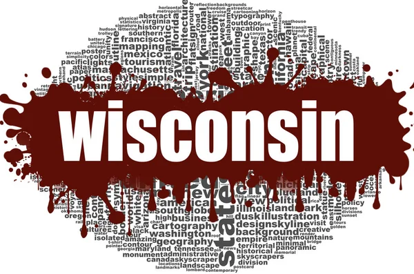 Wisconsin Word Cloud Ontwerp Creatieve Illustratie Van Idee Word Belettering — Stockfoto