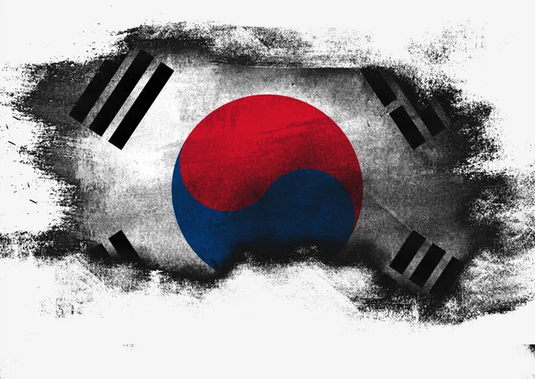 South Korea Flag Painted Brush White Background Rendering — Stock Photo, Image