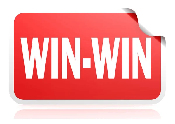 Win Win Red Square Banner Rendering — Stock Photo, Image
