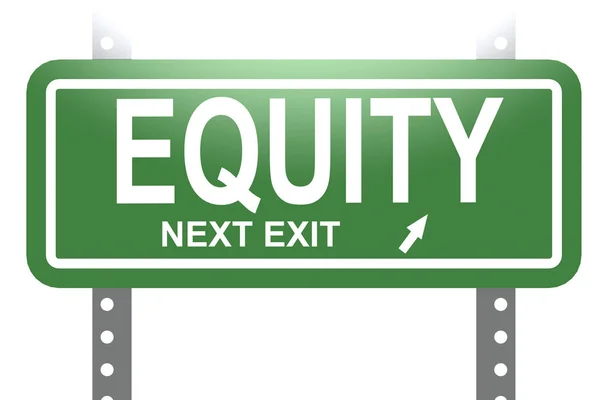Equity Woord Met Groene Teken Boord Geïsoleerd Rendering — Stockfoto