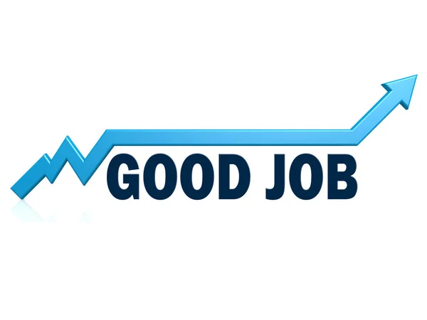 Good Job Word Blue Grow Arrow Rendering — Stock Photo, Image