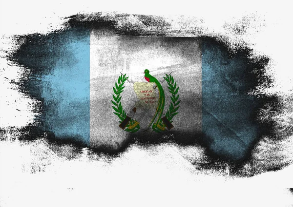 Bandera Guatemala Pintada Con Pincel Sobre Fondo Blanco Representación — Foto de Stock