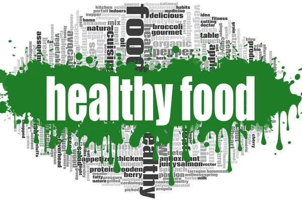 健康食物词云彩概念在白色背景 — 图库照片