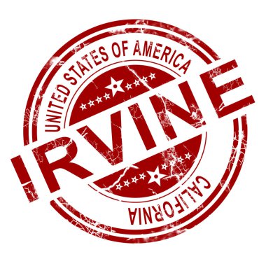 Beyaz arka plan, 3d render ile kırmızı Irvine damgası